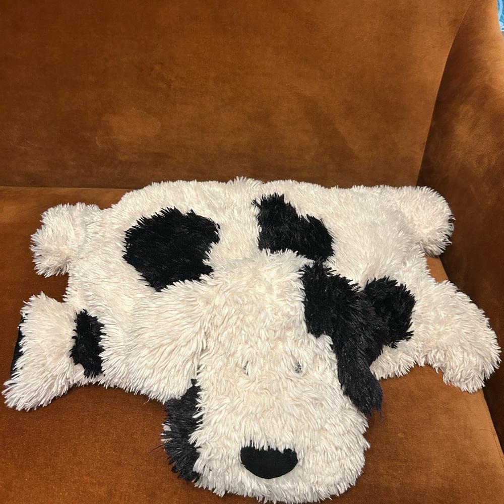Jellycat Plush Black and White Dog Pillow, Small and Large